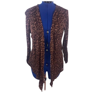 French Laundry L brown animal print open waterfall‎  lightweight cardigan